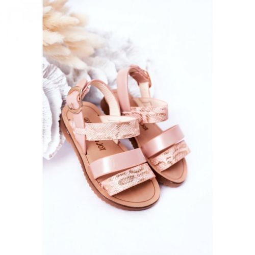 Children's Shiny Sandals Snake Pattern Pink Natalie