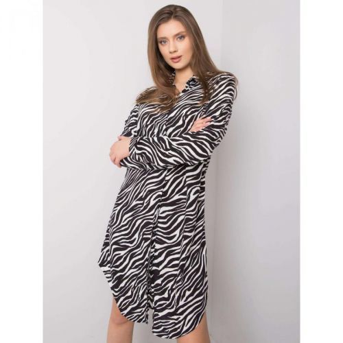 RUE PARIS Black and white dress with an animal motif