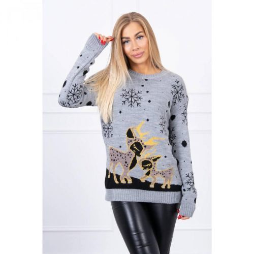 Christmas motif sweater gray