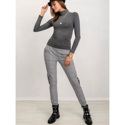 RUE PARIS dark gray turtleneck blouse