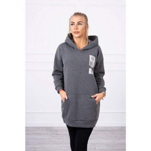 Hooded sweatshirt with patches graphite