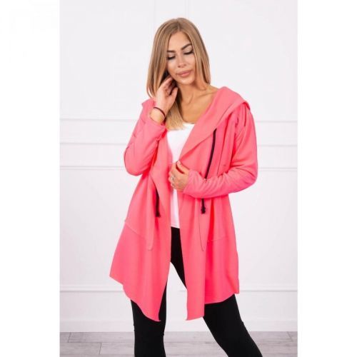 Cape with a loose hood pink neon