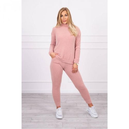 Alpaca sweater set two-piece dark powdered pink