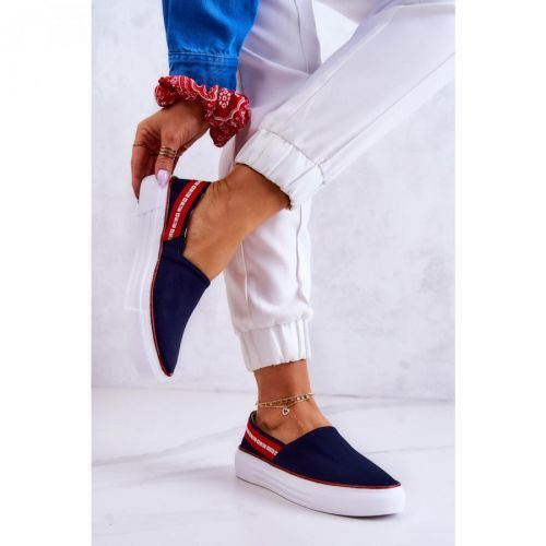 Women's Sneakers Slip On Big Star JJ276009 Navy Blue-Red