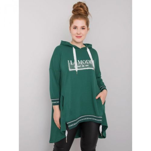 Dark green women's plus size sweatshirt with pocket