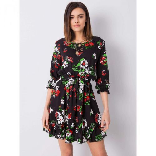 Black floral dress with a frill