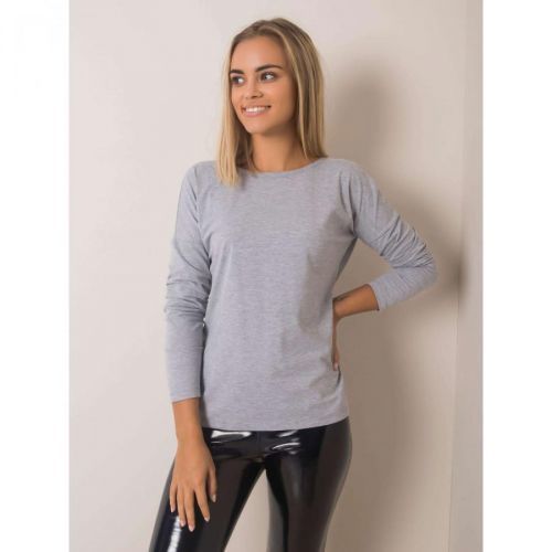 Gray melange blouse with a neckline on the back