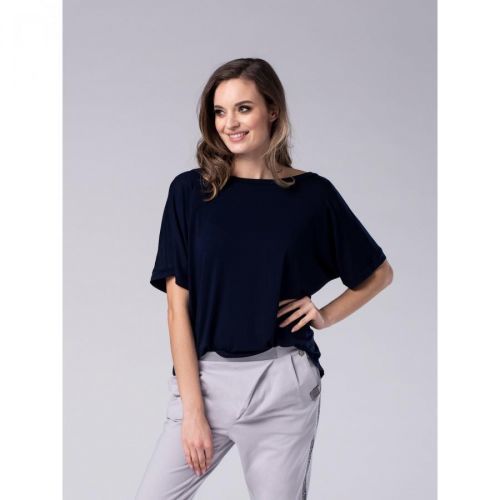 Look Made With Love Woman's Blouse 737 Vneck Navy Blue