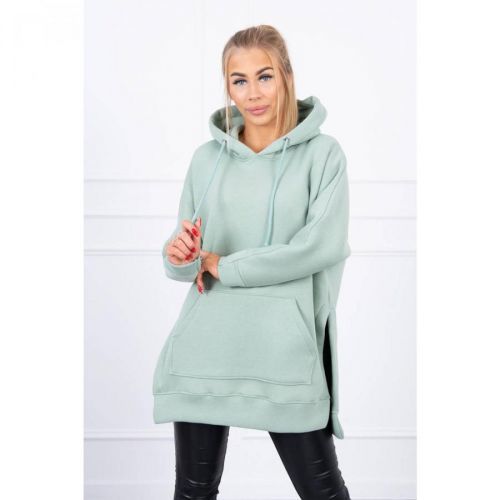 Insulated sweatshirt with slits on the sides dark mint