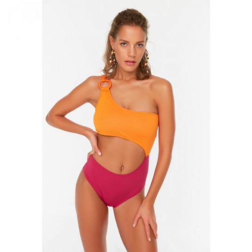 Trendyol Fuchsia Color Block Swimsuit