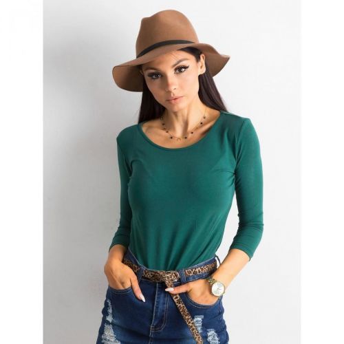 Basic dark green cotton blouse