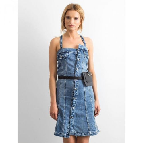 Blue denim dress with straps