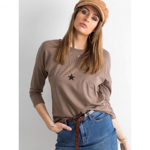 Basic brown blouse with 3/4 sleeves