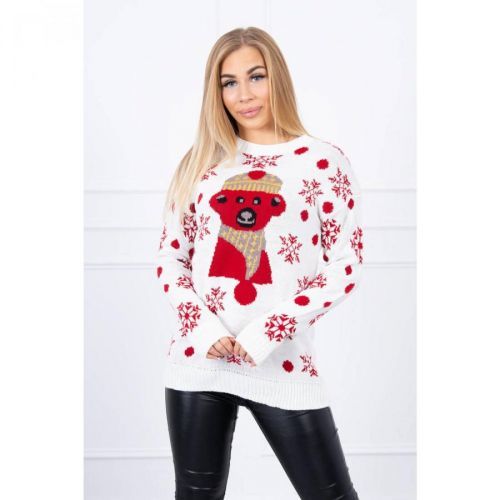 Christmas sweater with bear ecru