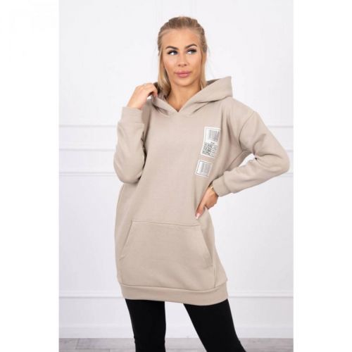 Hooded sweatshirt with patches beige