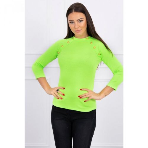 Blouse with decorative buttons green neon