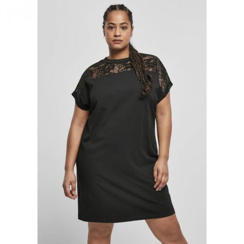 Ladies Lace Tee Dress Black