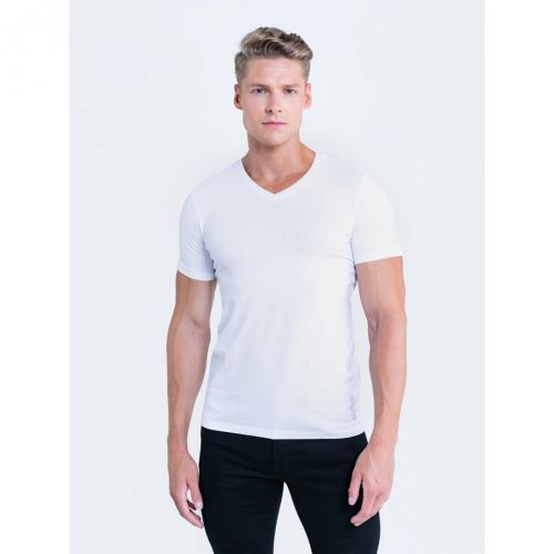 Big Star Man's V_neck_ss T-shirt 152533 Cream Knitted-101