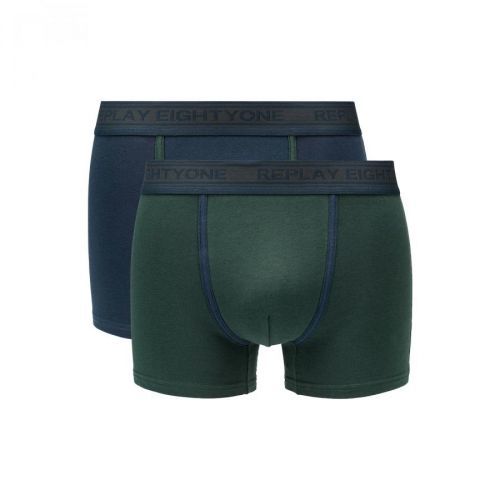 Replay Boxerky Boxer Style 6 Cuff Logo&Contrast Piping 2Pcs Box - Dark Blue/Dark - Pánské