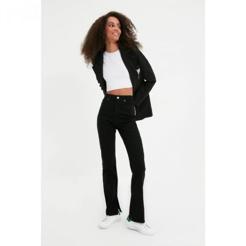 Trendyol Black Slit High Waist Slim Flare Jeans