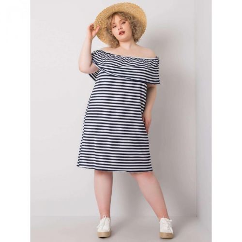 Plus size navy and white dress