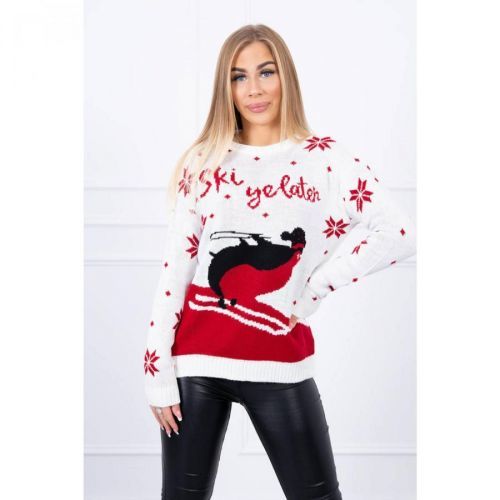 Christmas motif sweater ecru