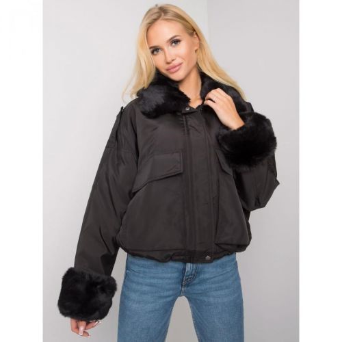 Women's black jacket with fur trim