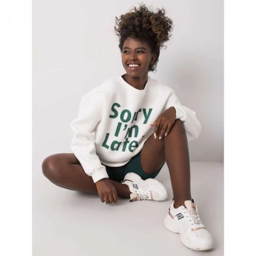 Ecru-pink sweatshirt without a hood with an inscription