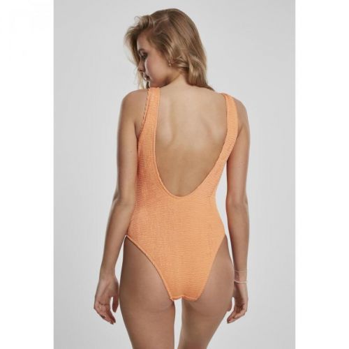 Ladies Crinkle High Leg Swimsuit Papaya