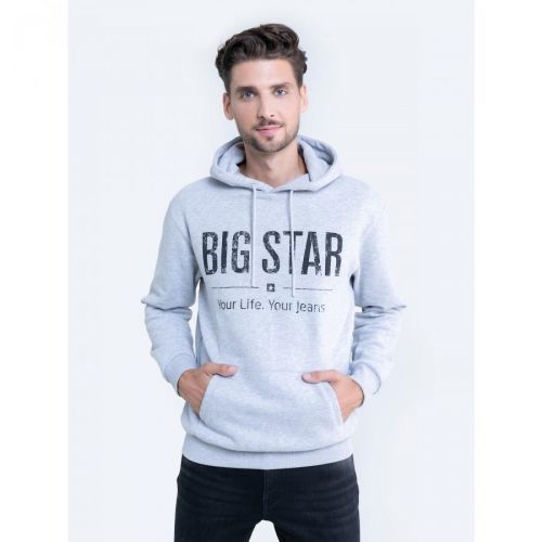 Big Star Man's Hoodie Sweat 154553 Grey Knitted-901