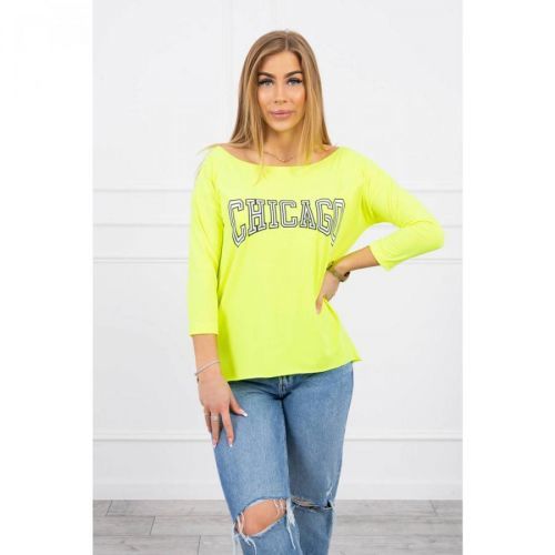 Blouse with print Chicago yellow neon