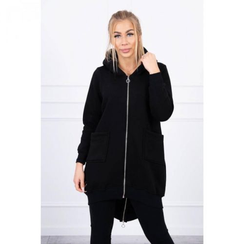 Insulated sweatshirt with a zipper at the back black