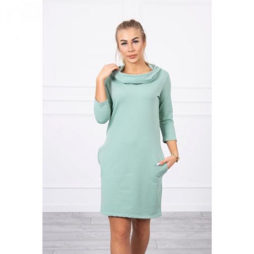 Dress with a hood and pockets dark mint