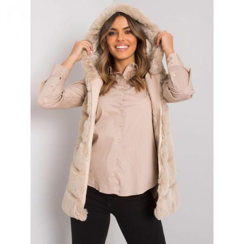OCH BELLA Ladies' beige vest with a hood