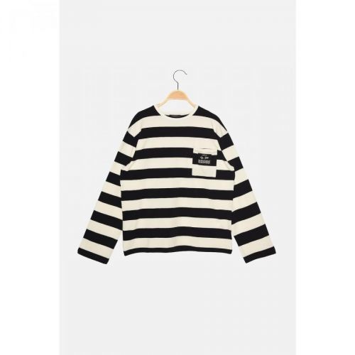 Trendyol Navy Blue Pocket Patch Detail Striped Knitted Blouse