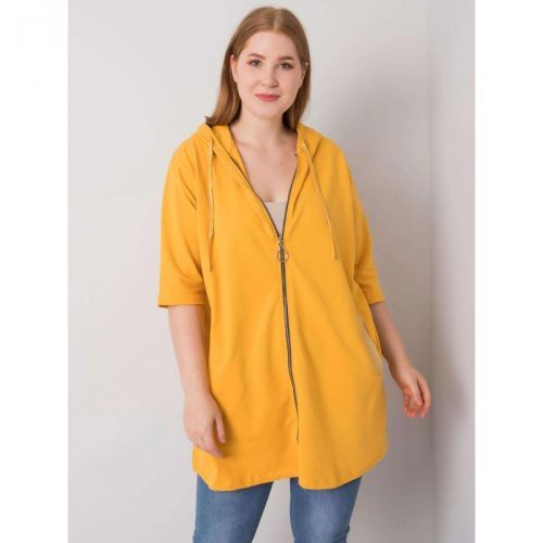 Dark yellow women's plus size sweatshirt with a zip