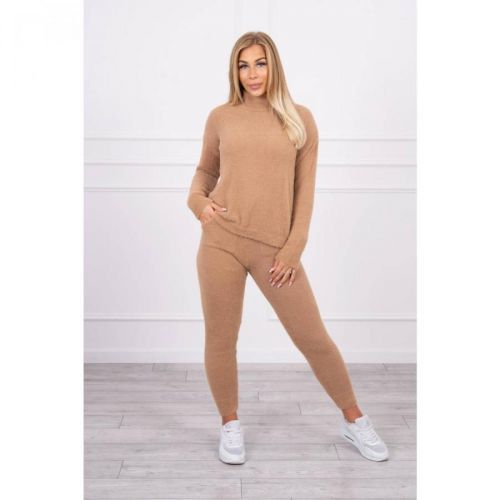 Alpaca sweater set two-piece camel