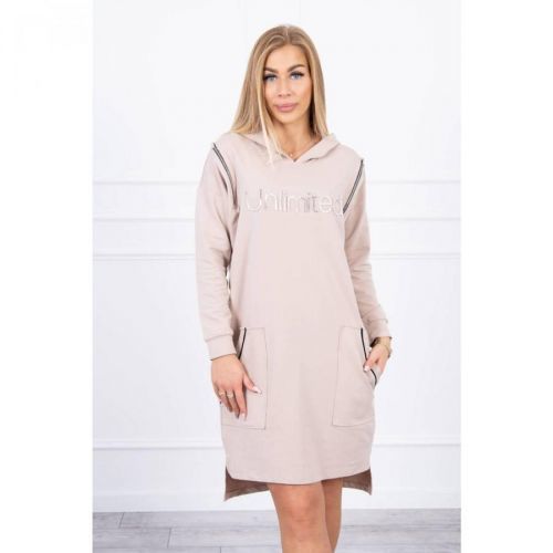 Dress with the inscription unlimited beige