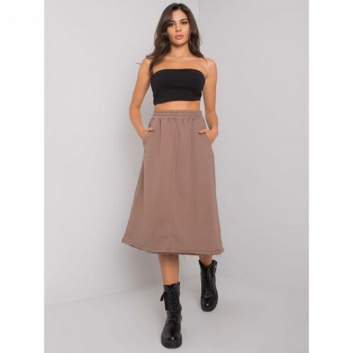 Brown cotton flared skirt