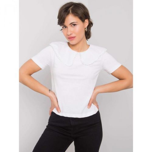 RUE PARIS Women's white blouse with a collar