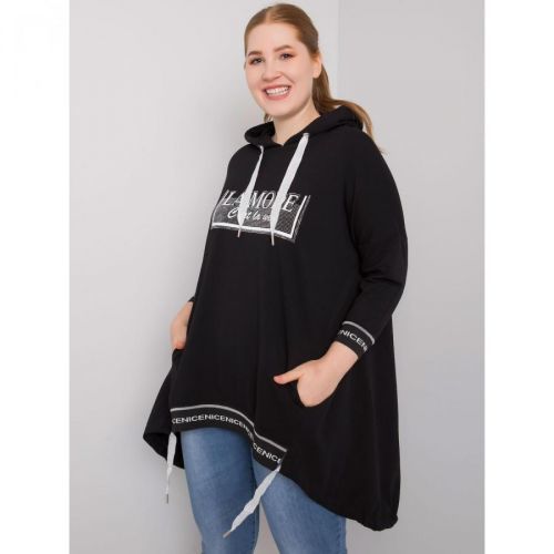 Women's plus size black sweatshirt with pocket