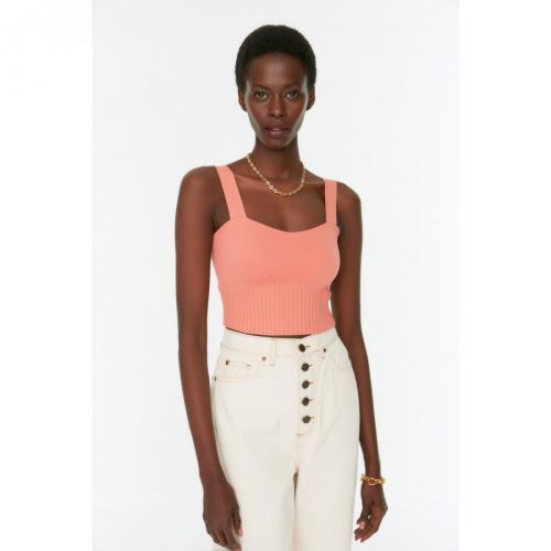 Trendyol Coral Crop Knitwear Blouse