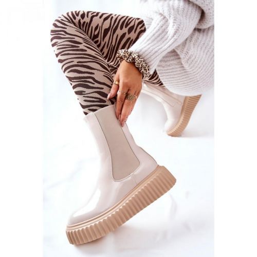 High-top Platform Boots Beige Sereia