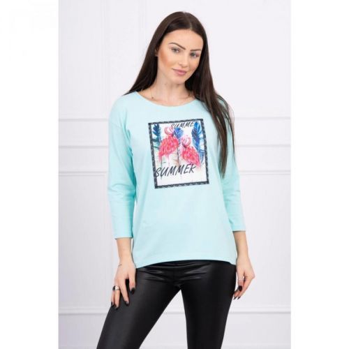 Blouse with flamingo graphics 3D mint