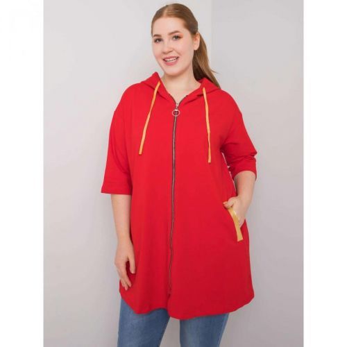 Women's red plus size sweatshirt with zipper