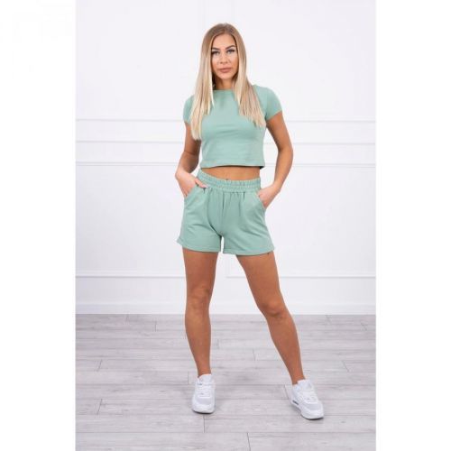 Cotton set with shorts dark mint