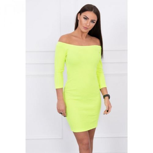 Dress fitted - ribbed yellow neon