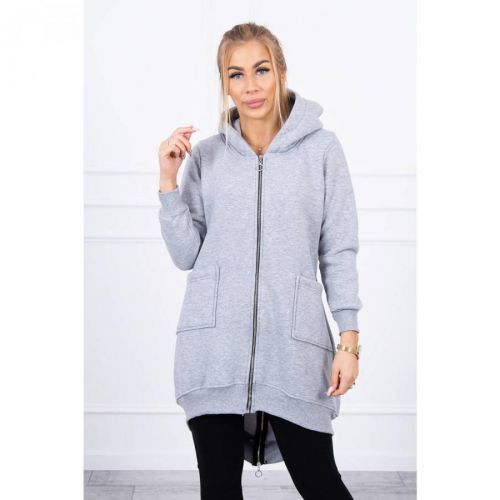 Insulated sweatshirt with a zipper at the back gray