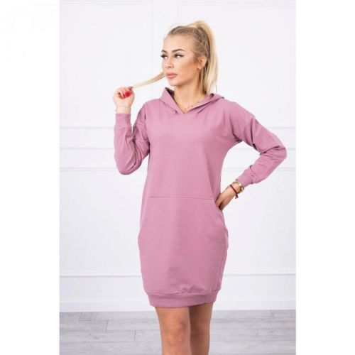 Hooded dress dark pink