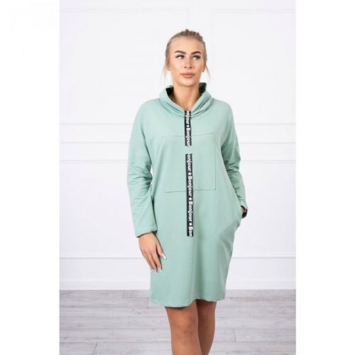 Dress with tie dark mint